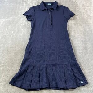 J McLaughlin Polo Golf Dress Womens XS Navy Blue Textured Pleated Pockets